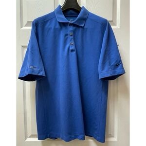 Nike Men's Large Blue Dri-Fit Cotton/Poly Short Sleeve Polo‎